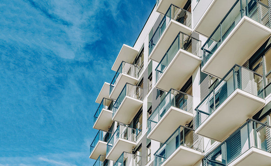 Apartment building with balconies